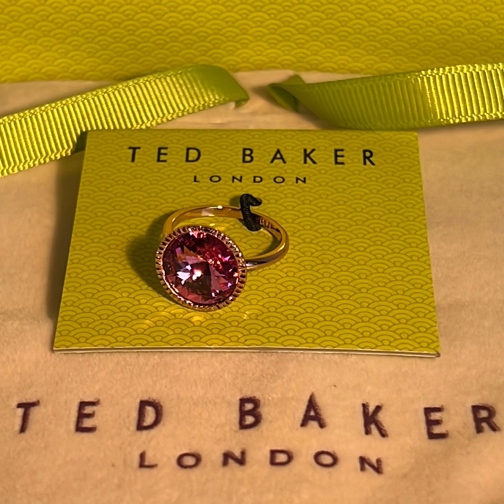 Ted Baker London Rivoli Rose Gold & Pink Swarovski Crystal Ring-Matching Earring